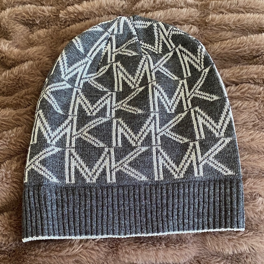Michael Kors Black and Gray Logo Beanie